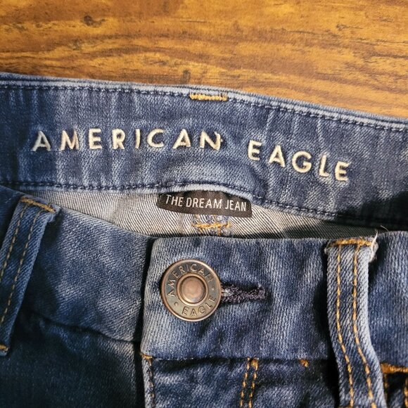 American Eagle Jeans 6 R Dream Jean Hi Rise Curvy Tummy Control Ripped Stretch - Picture 4 of 12